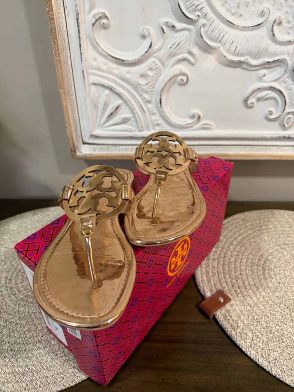 Tory Burch Pink and Red Patterned Shoe Box - Picture 2 of 4